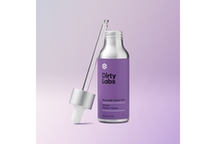 A laundry oil in front of a purple background.