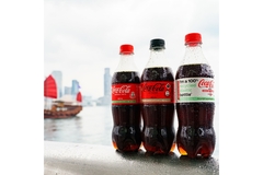 Image Coca Cola brand soft drinks in Hong Kong in recycled plastic bottles