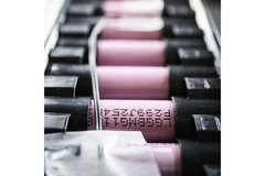 Batteries on conveyor belt.