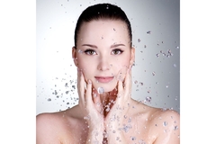 Drops of water around woman model
