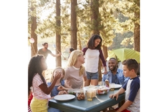 Image People having a picnic in nature with healthy foods.
