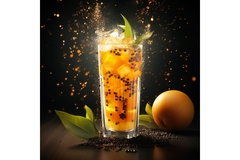 Image A glass of mango and black pepper drink.