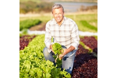 Image Ogranic farmer on field.