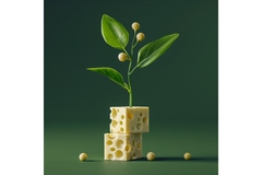 Image Plant growing from vegan cheese.