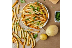 Image Potato chips and potato.