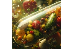 Image Capsule with fruits and vegetables inside.