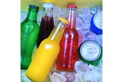 Image Colorful sodas in glass bottles.