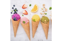 Image colorful ice cream cones.