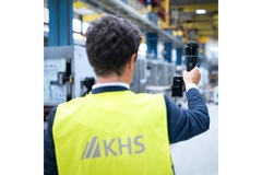 KHS employee testing mobile lasers.