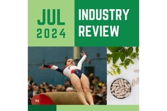 A graphic with a girl doing gymnastics and capsules in a bowl.