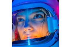 Female astronaut in space