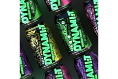Image Energy drink cans glowing in the dark.