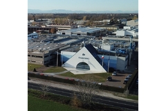 An aerial view of a Sarong factory.