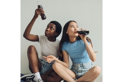 Image Two teen girls drinking SSB