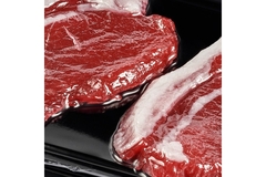 Vacuum packaged meat.