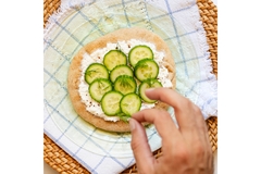 upcycled naan with cucumber.