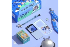 A cell phone and a box with cartoon design.