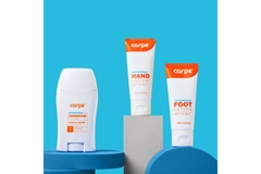 under arm, hand and foot lotion bottles