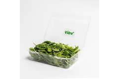 Image Vidre+ sticker on a spinach container