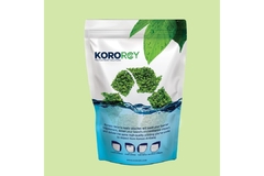 Image A bag of liquid with leaves and a logo on the packaging.