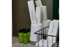 Toiletries in hotel bathroom