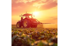 Image A tractor in an agricultural field.