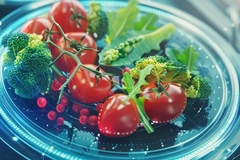 Image Future food on digital plate.