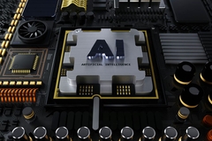 Semiconductor with AI written on it.