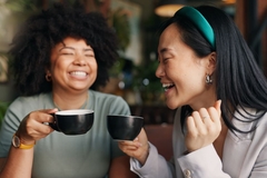 Image Two friends drinking coffee