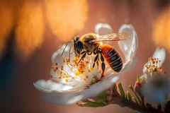 Image Bees and manuka flowers