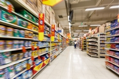 Supermarket aisle.