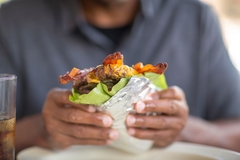 Image Man eats low carb meal