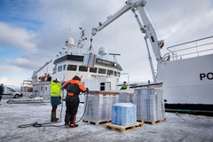 Image A group of people loading a ship
