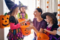Image Children collect Halloween candies.
