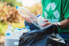 Collecting plastic bottles to recycle