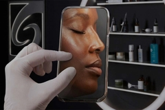 Image A woman getting her cheek pinched.