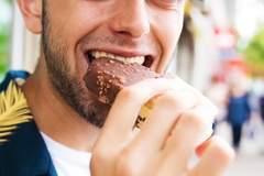 A man eating ice-cream.
