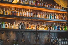 Alcoholic drinks in cabinet