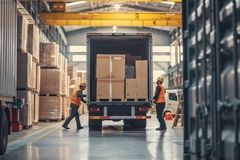 Man in packaging warehouse.