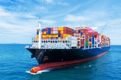large cargo vessel in the sea.