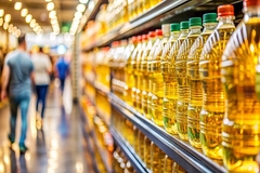 Image Vegetable oil on sale in the supermarket