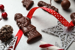 Dark chocolate Santa figure.