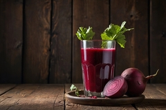 Image a glass of beetroot juice.
