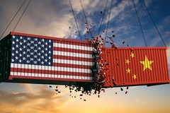 Image Containers with US and Chinese flags.