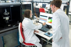 Image Spectroscopic analysis of a plastic in a BASF laboratory in Ludwigshafen