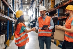 Image People in a warehouse shaking hands