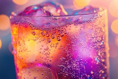 Image fizzy drink in glass with ice