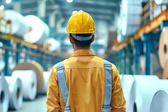 Man standing in paper factory.