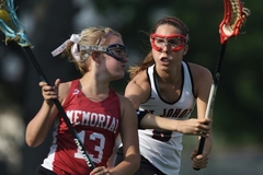 two women playing lacrosse