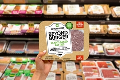 Image Beyond Meat plant-based products on the supermarket shelves